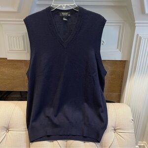 Toscano Sweater vest Men’s L Navy 100% merino wool V-Neck